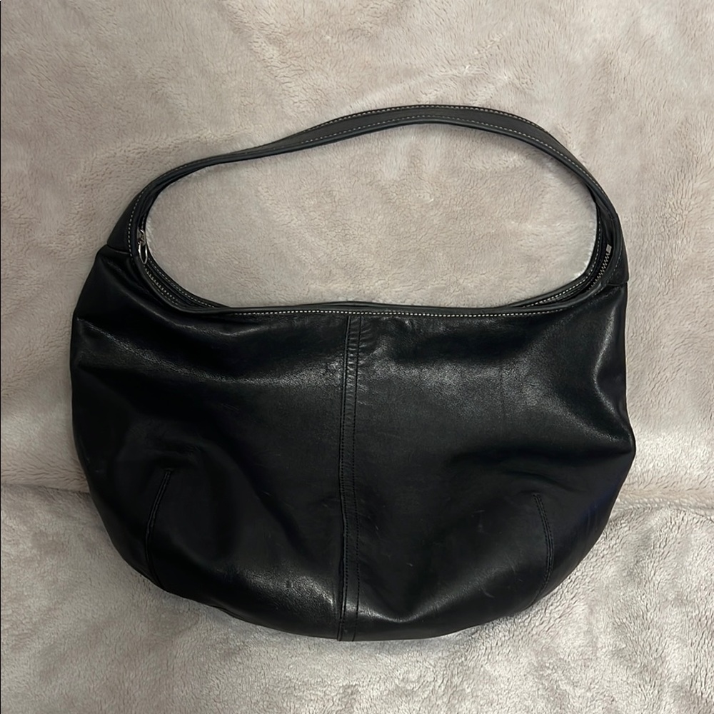 Coach Black Ergo SoHo Hobo Bag with Curved Handle and Soft Leather Texture